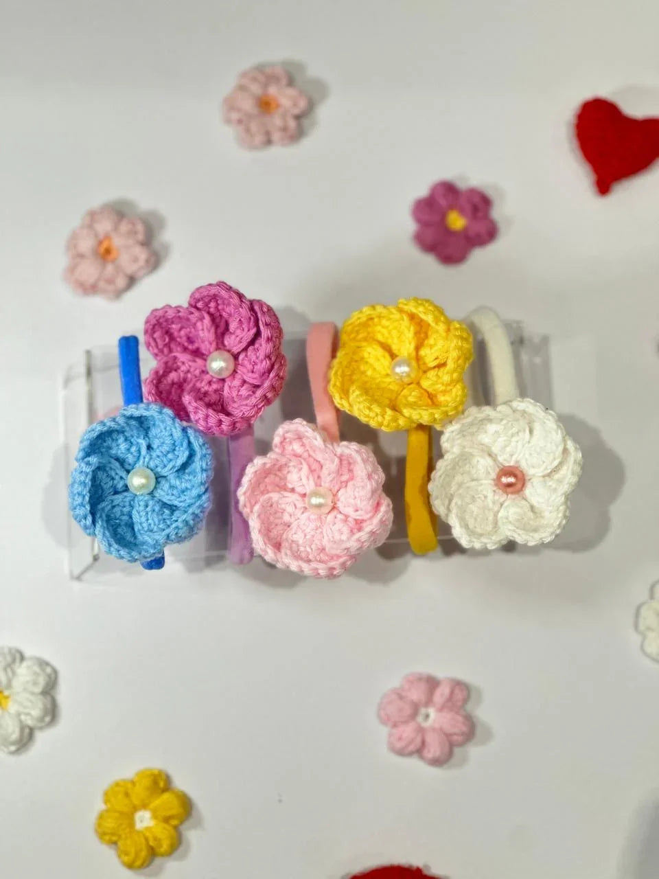 everything crochet hair  accessories lying 