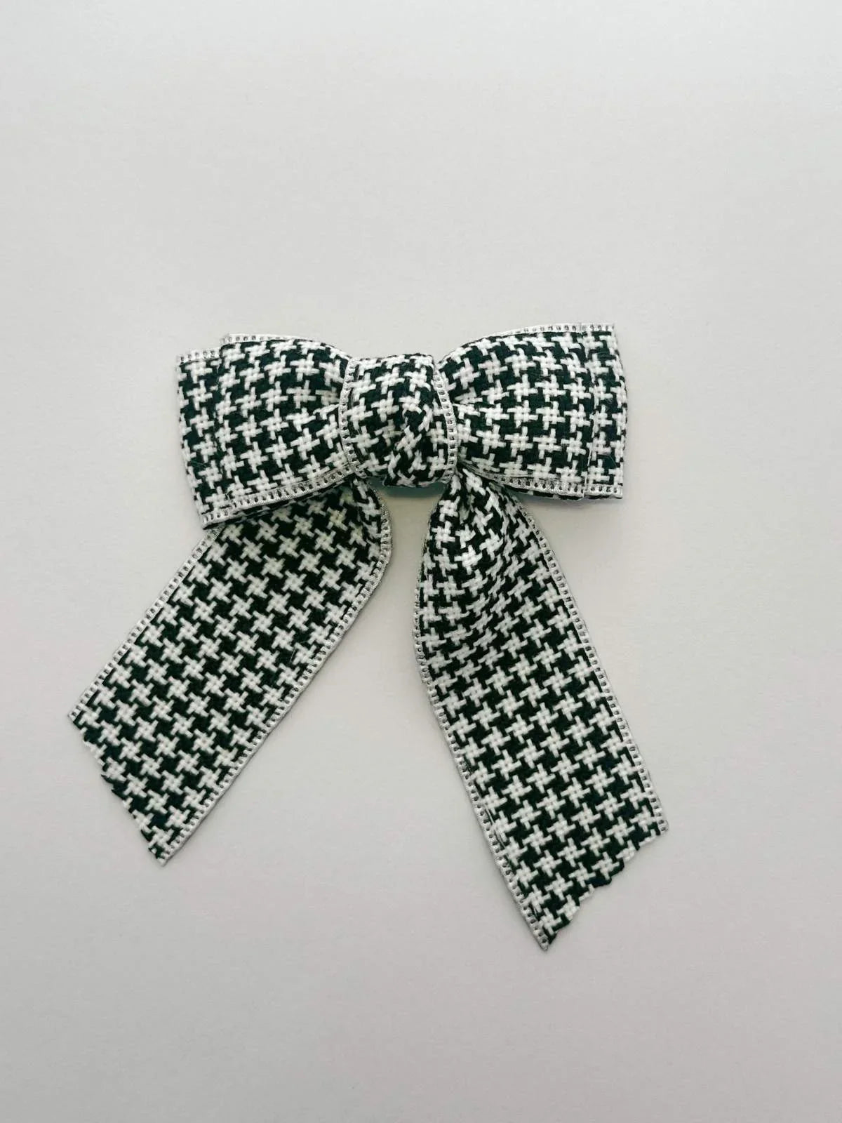 Houndstooth bow - chic handmade hair accessory for all ages