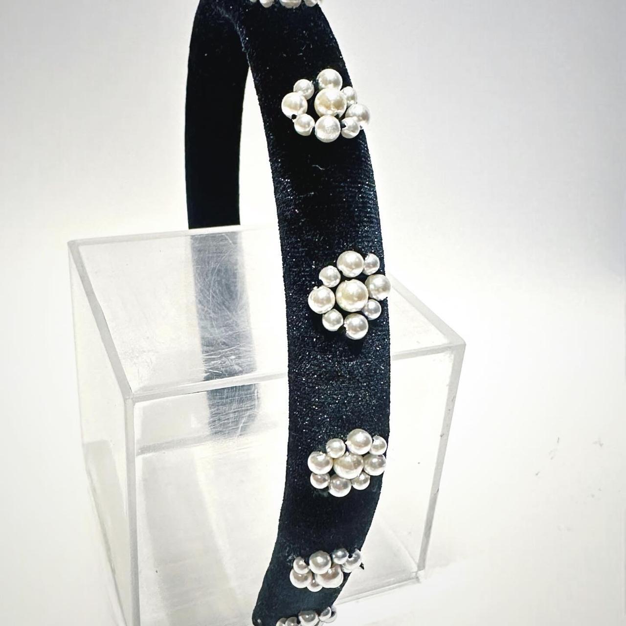 black pearl hairband is a bestseller lightweight for all ages of women made with handstitched finest pearls, perfect for all occassions - loveknots