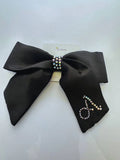 black satin bow with customised letter n initial a
