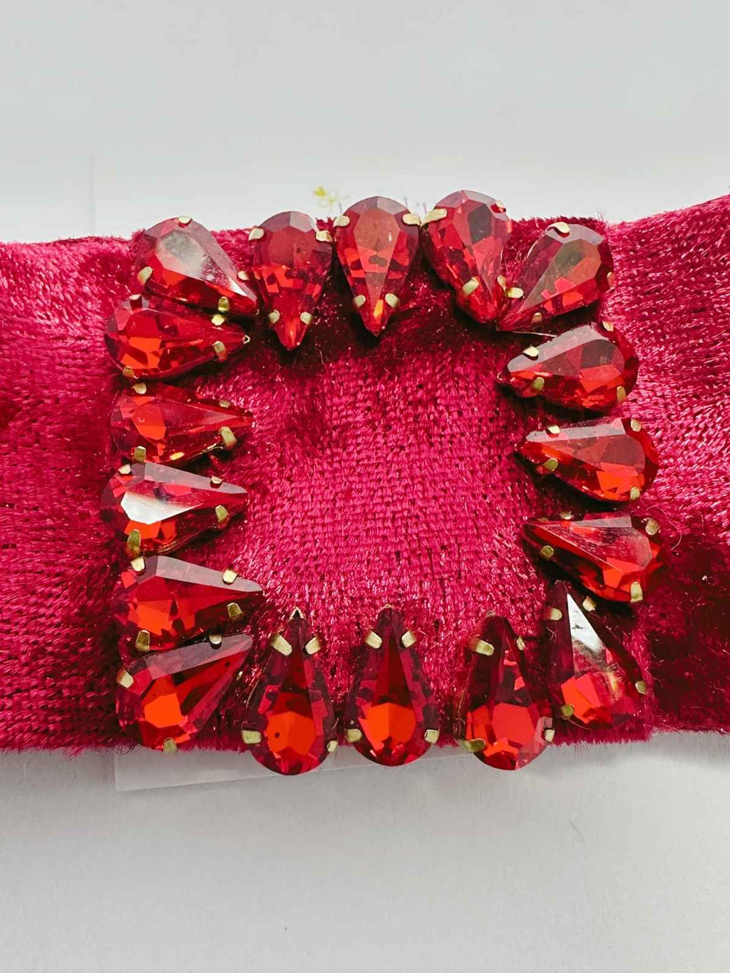closeup of red velvet Victoria bow by loveknots