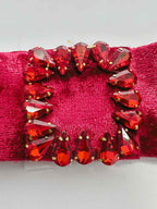 closeup of red velvet Victoria bow by loveknots