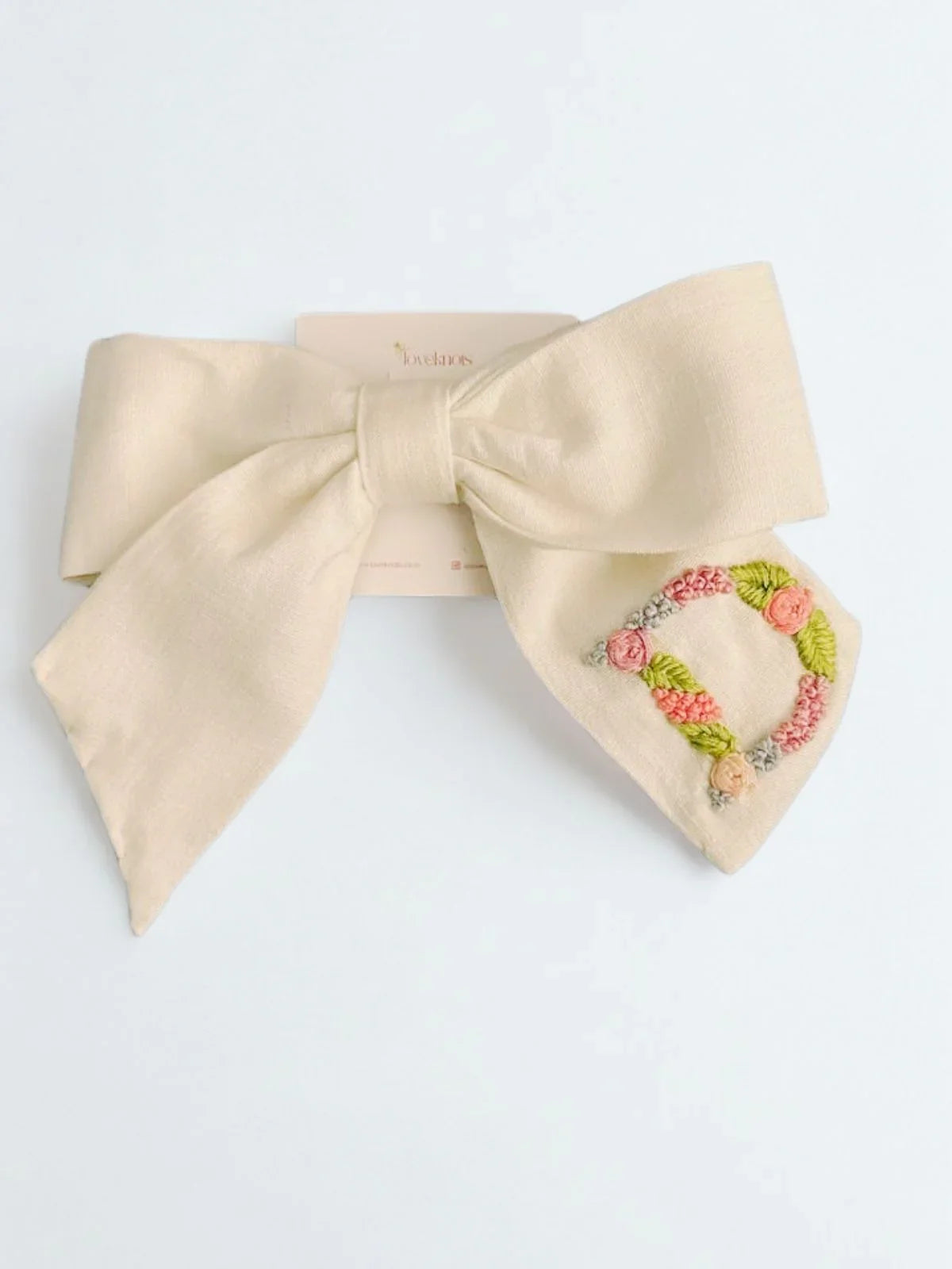 custom d letter hand embroidered bow for loveknots 