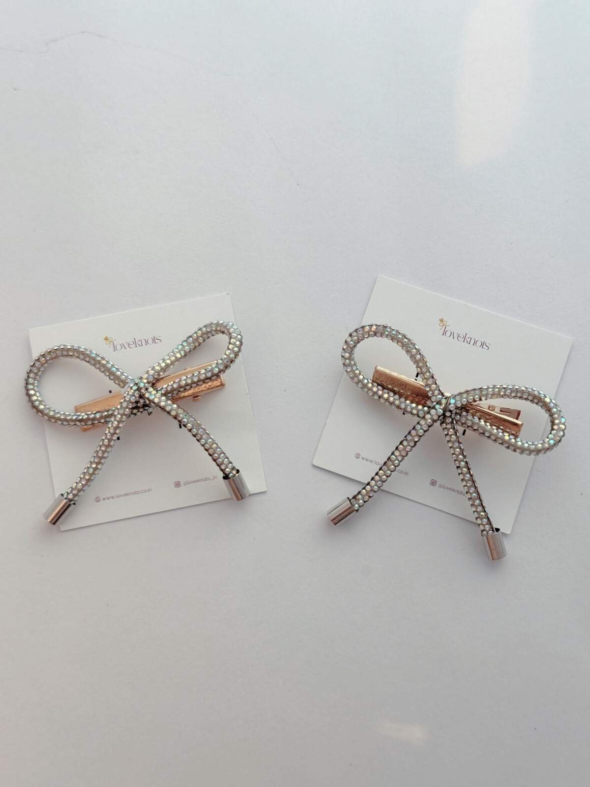 pair of crystal bows