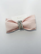 satin bow with twisted crystal rope in centre handmade bow by loveknots