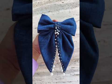 Daria denim beaded bow