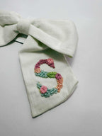 s letter hand embroidery initial bow by loveknots