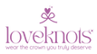 Logo of 'loveknots' with a purple bowed heart and text on a white background