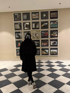 women standing in front of a art gallery wall with loveknots check houndstooth bow